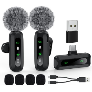 USB C Lavalier Microphone Wireless Mini Mic for Type-C Android Phone/Tablet/PC Video Recording Clip-on Mics with Rotatable Clip&Denoise Recording, Ideal for Vlog Tiktok Youtube Podcast Content Creator